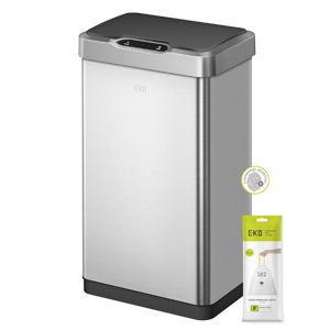 EKO Mirage-T 50 Liter / 13.2 Gallon Touchless Rectangular Motion Sensor Trash Can, Brushed Stainless Steel Finish