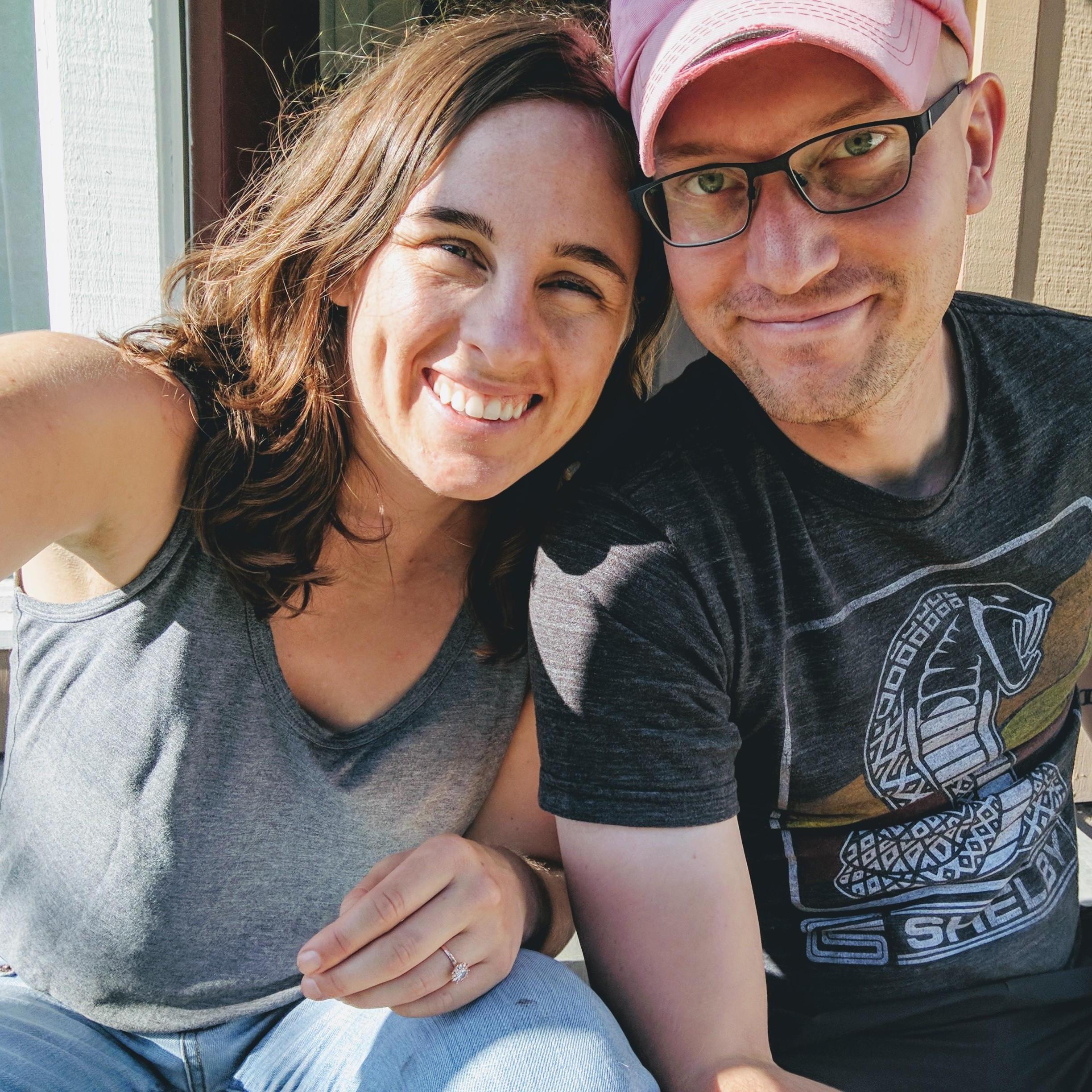2017. Sitting on the stoop of our first home together.