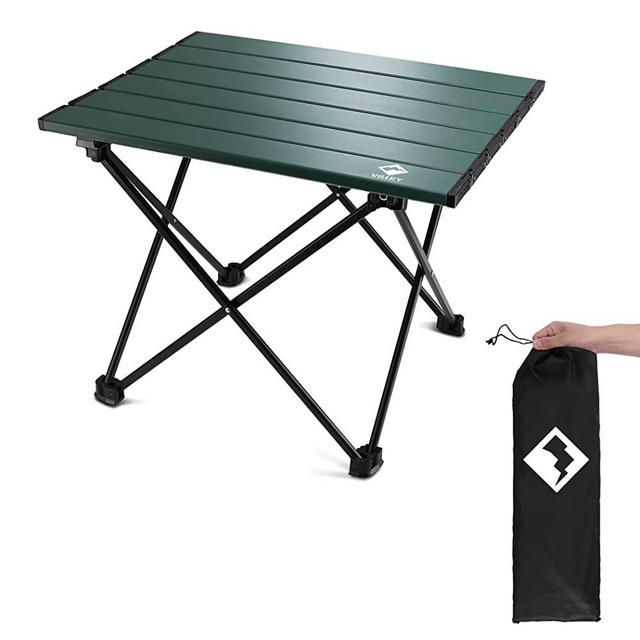 VILLEY Portable Camping Side Table, Ultralight Aluminum Folding Beach Table with Carry Bag for Outdoor Cooking, Picnic, Camp, Boat, Travel
