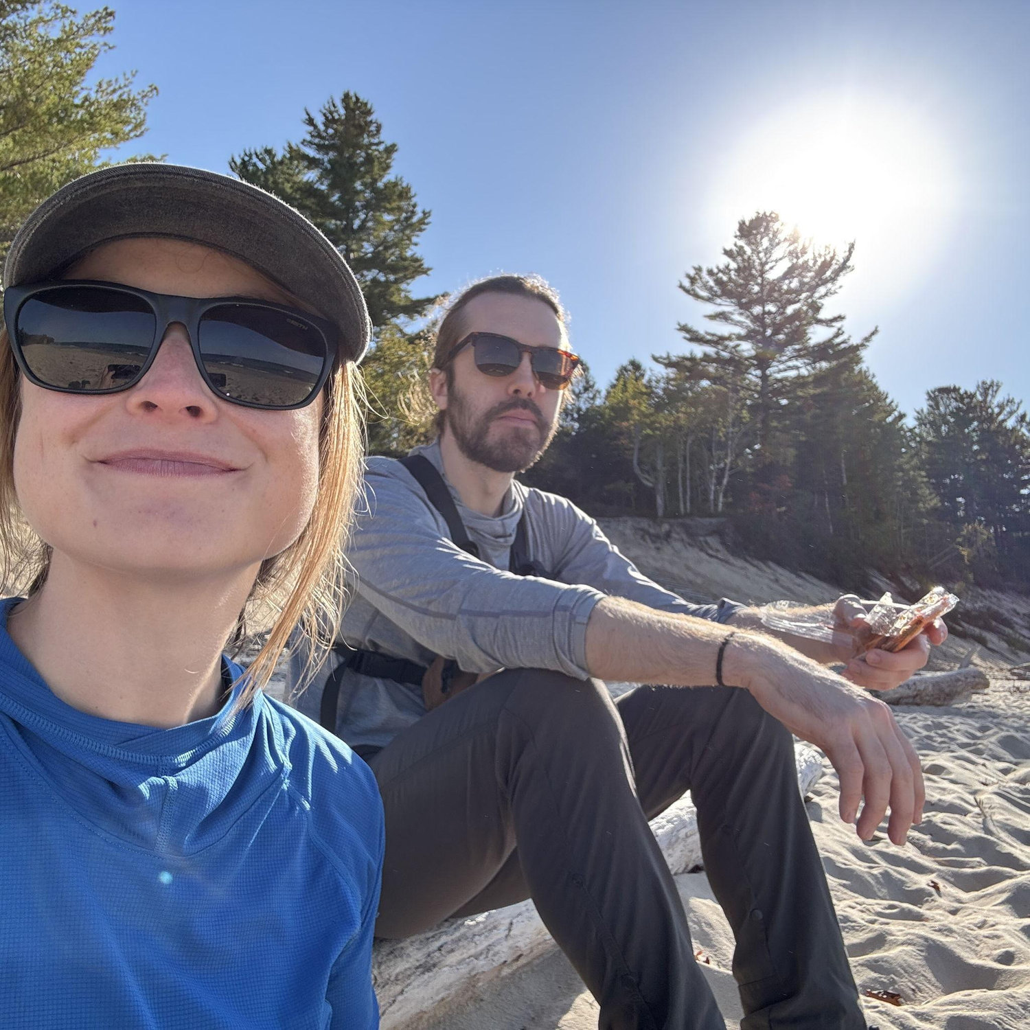 Snacks on the trail in Pictured Rocks a few days before our wedding. This was part of a 10 mile loop around the Chapel beach area