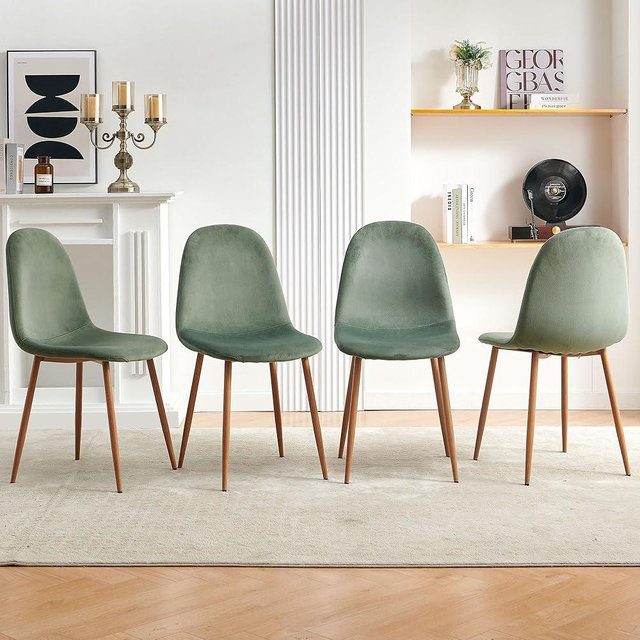 somedream Velvet Dining Chairs Set of 4 - Modern Seating with Metal Legs for Living, Bedroom,Dining Room - Green Chairs for Dining Room, Chair Set for 4