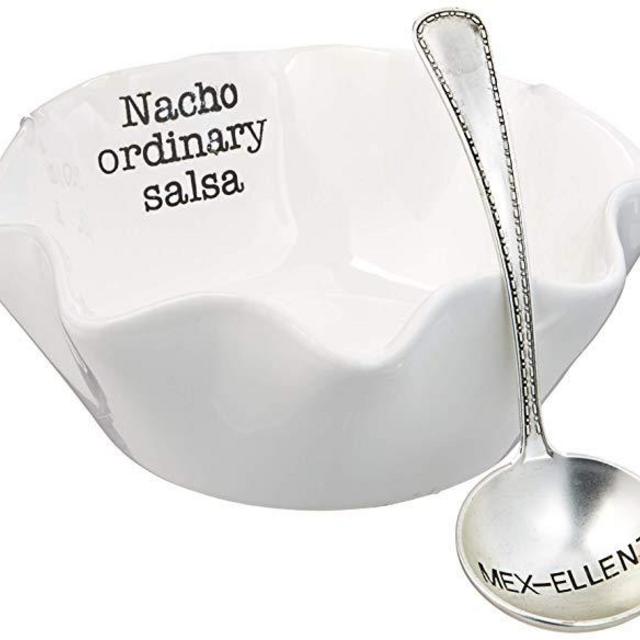 Mud Pie 4851078 Salsa Dip Cup Set, White