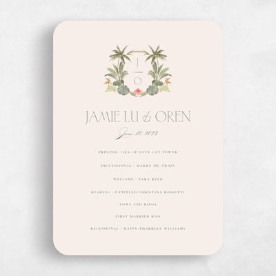 Beige Rounded Wedding Program - Somrig