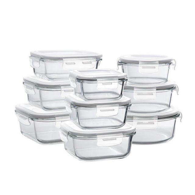 Glass Storage Containers with Lids, 18 Pieces Glass Meal Prep Containers Airtight, Glass Food Storage Containers, Glass Containers for Food Storage with Lids - BPA-Free & FDA Approved & Leak Proof