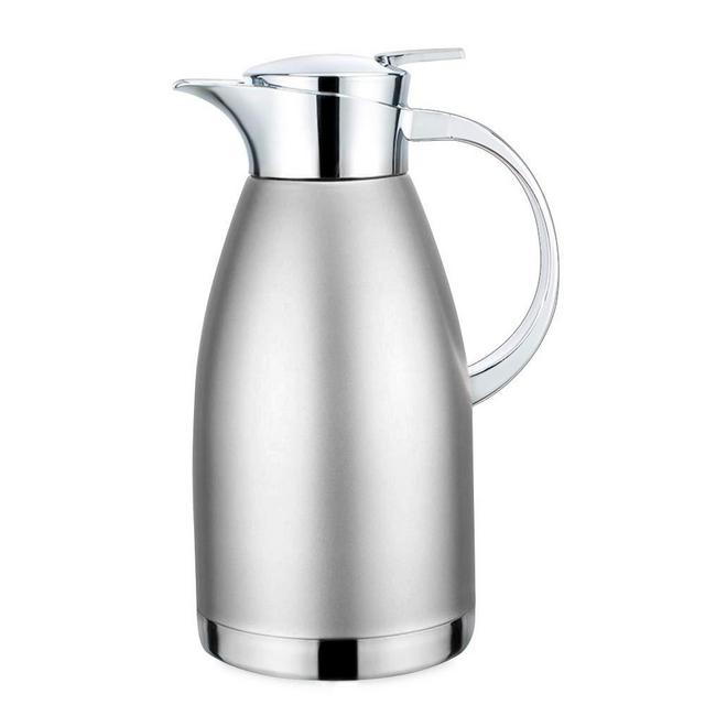 61oz Coffee Carafe Airpot Insulated Coffee Thermos Urn Stainless Steel Vacuum Thermal Pot Flask for Coffee, Hot Water, Tea, Hot Beverage - Keep 12 Hours Hot, 24 Hours Cold (Silver)