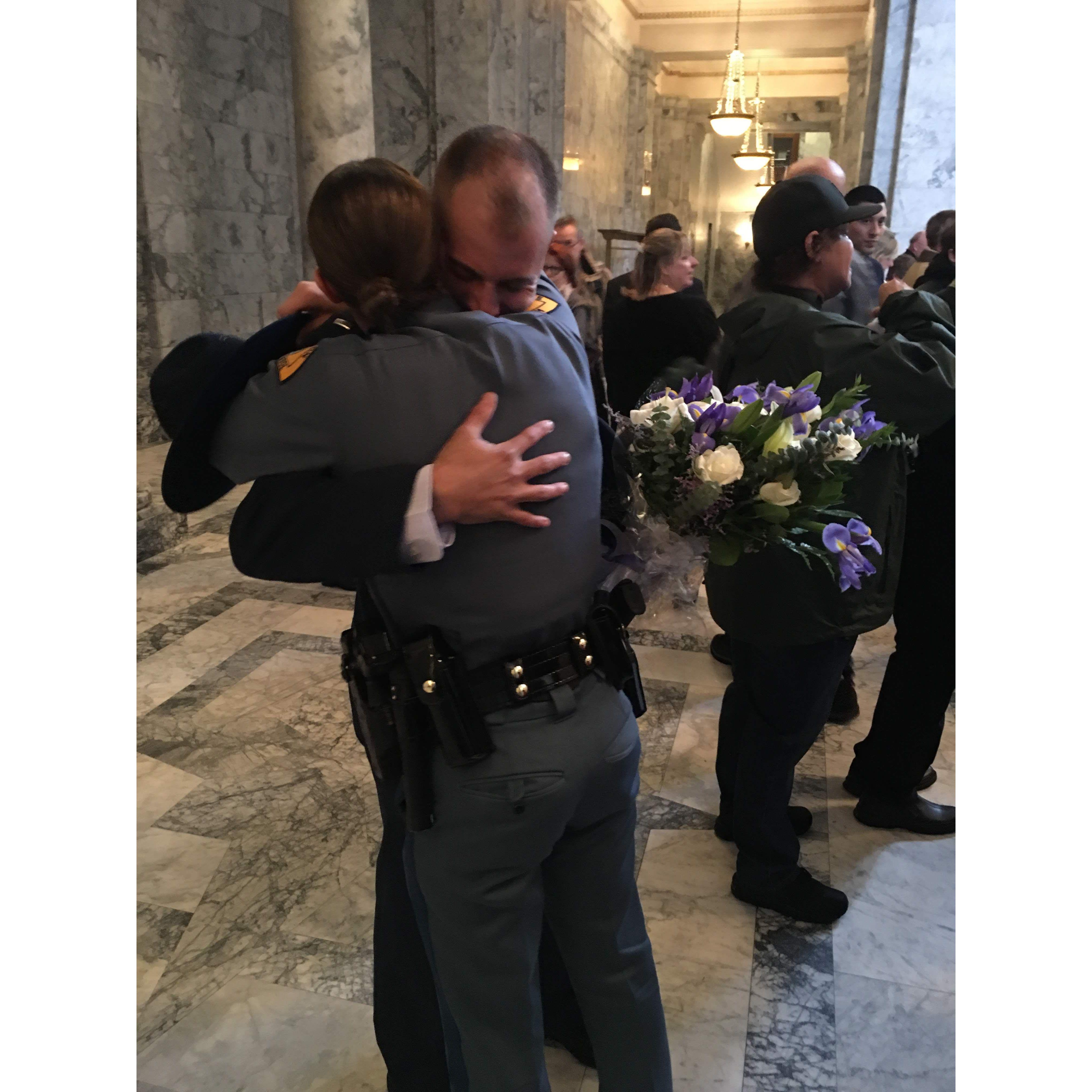 Chris surprised Victoria at her Washington State Patrol graduation. November 2017