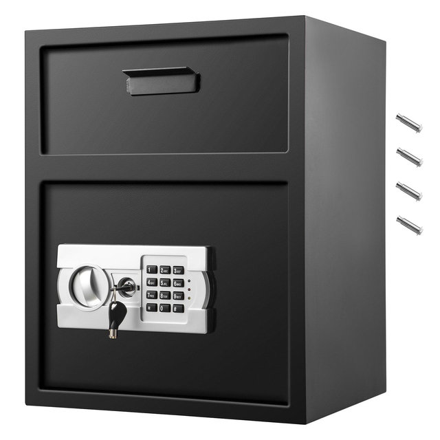 VEVOR Digital Depository Safe 1.7 Cubic Feet Made of Carbon Steel Electronic Code Lock Depository Safe with Deposit Slot,Black