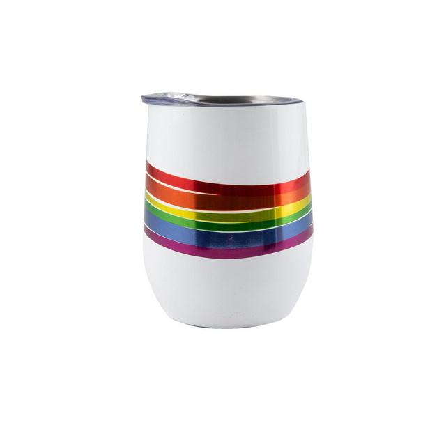Thirstystone by Cambridge 2 Pack of 12 oz White Wine Tumblers with Metallic Rainbow Wrap Decal