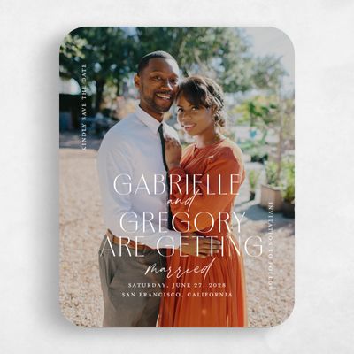 White Rounded Wedding Save the Date - Brooklyn Photo