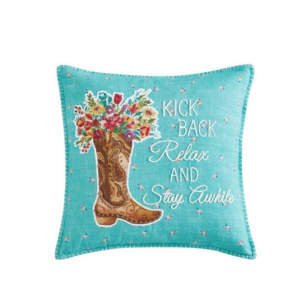 The Pioneer Woman Polyester Contemporary Decorative Pillow, 18" x 18"