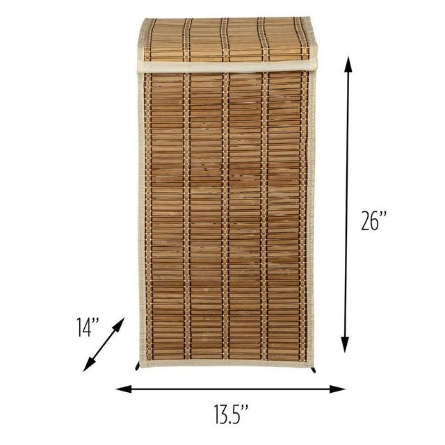 Honey Can Do Tall Bamboo Wicker Weave Hamper with Steel Frame, Brown