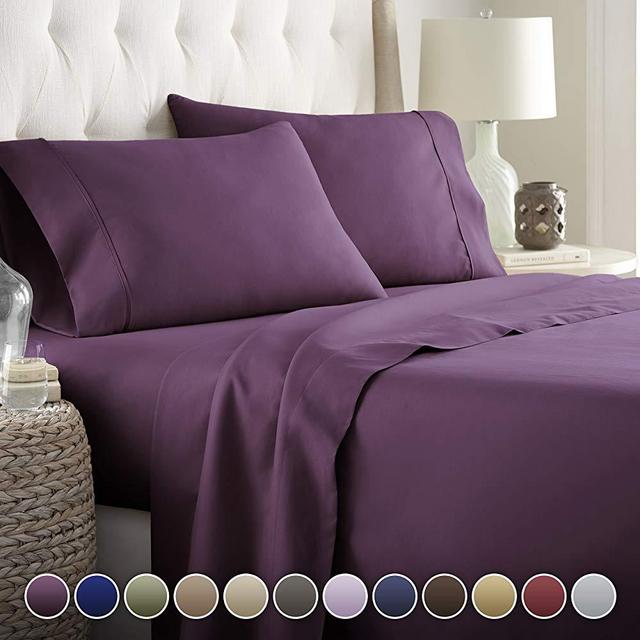 Hotel Luxury Bed Sheets Set- 1800 Series Platinum Collection-Deep Pocket,Wrinkle & Fade Resistant (King,Eggplant)
