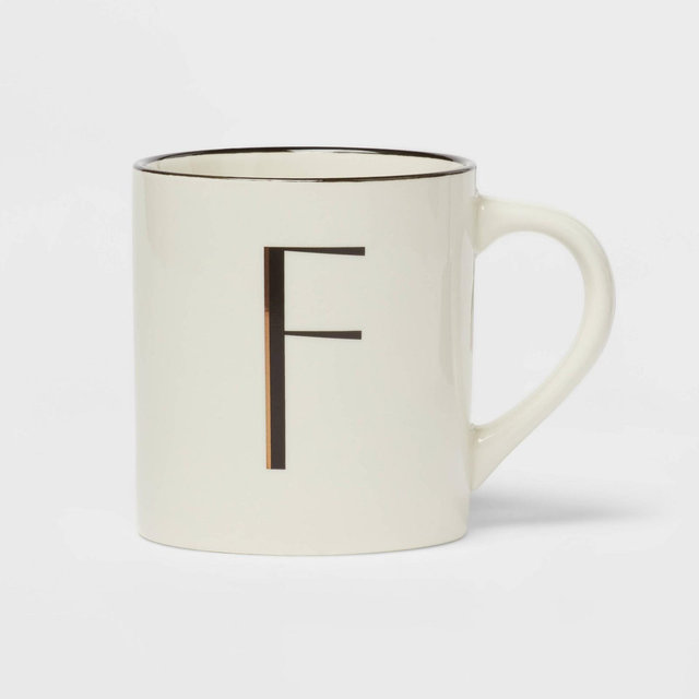 16oz Stoneware Monogram F Mug Ivory - Threshold™