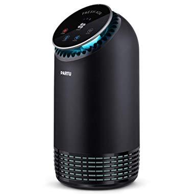 PARTU Air Purifier for Home Allergies and Pets Dander HEPA Filter with Activated Carbon Air Cleaner, Removes Allergies, Smoke, Dust, Pollen, Odor, Germs, Mold, No Ozone (Available for California)