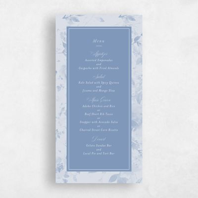 Denim Blue Wedding Menu - Hermine