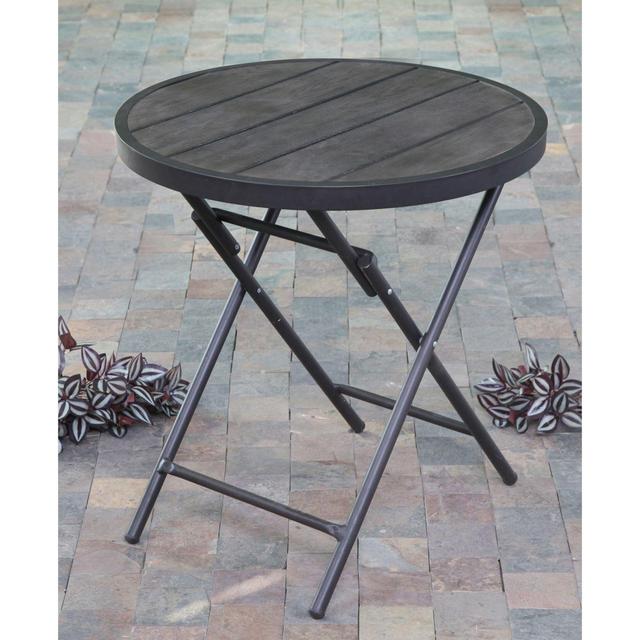 Folding Faux Wood Patio Bistro Table in Brown