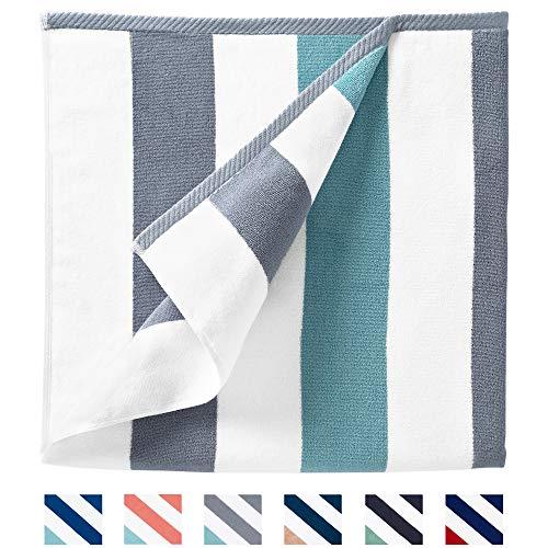Oversize Plush Cabana Towel by Laguna Beach Textile Co | Stone and Sea Glass Green | 1 Classic, Beach and Pool House Towel