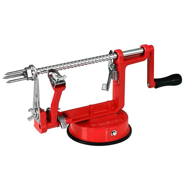 Apple Peeler, Stainless Steel Apple Corer Slicer Peeler, Durable Heavy Duty Die Cast Magnesium Alloy Apple Peeler Slicer Corer with Suction Base(Red)