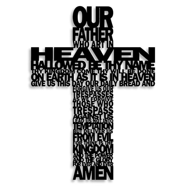 LIYOUYA Metal Cross Wall Decor - Rustic Farmhouse Decor Black Prayer Text Cross Wall Art Home Decor for Living Room, Bathroom, Bedroom, Dining Room, Office, Church (Black)