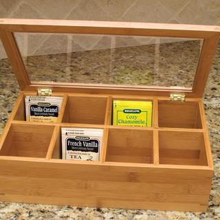 Bamboo 8-Section Tea Box with Clear Cover