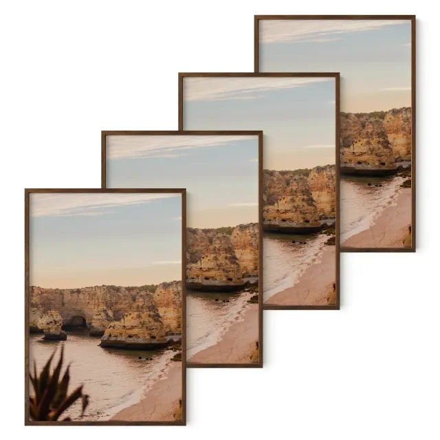 Haus and Hues Set of 4 Picture Frame with Plexiglass Cover, Walnut Oak, 24x36