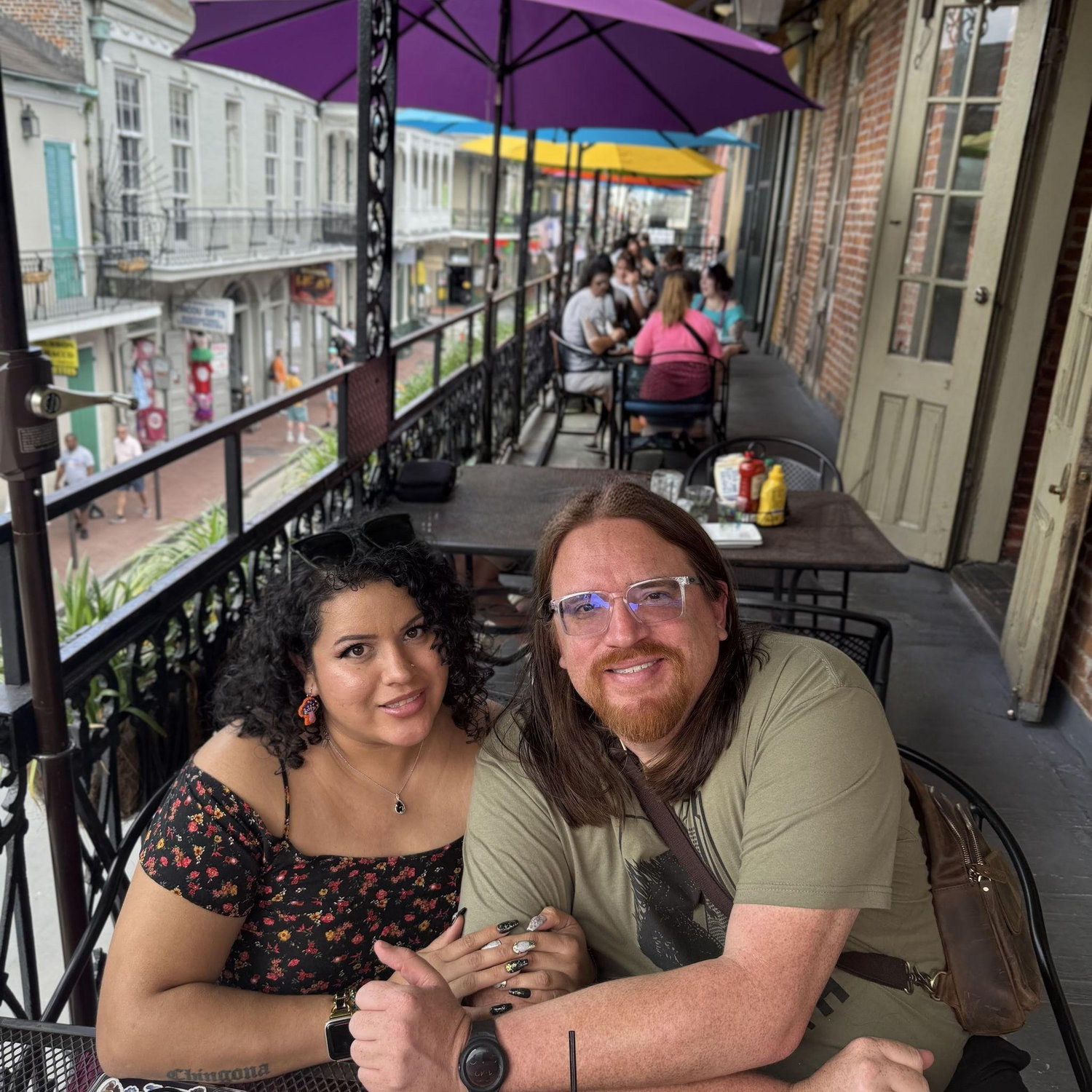 Lunch at Cornet on the corner of Bourbon Street and St. Peter Street, April 2025.