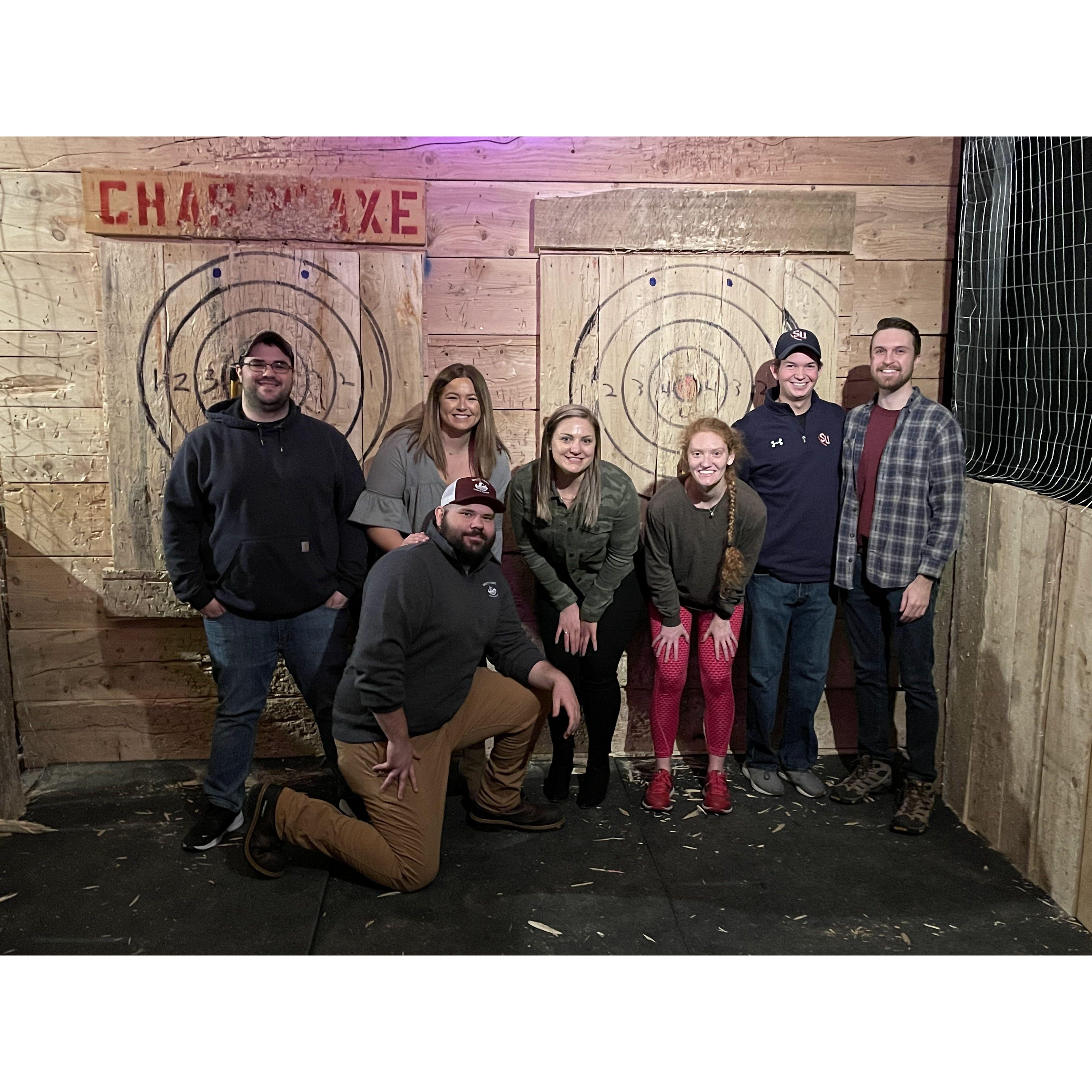 Axe Throwing in Downtown Winchester January 2022