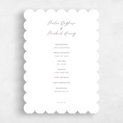 White Scalloped Wedding Program - Ivor
