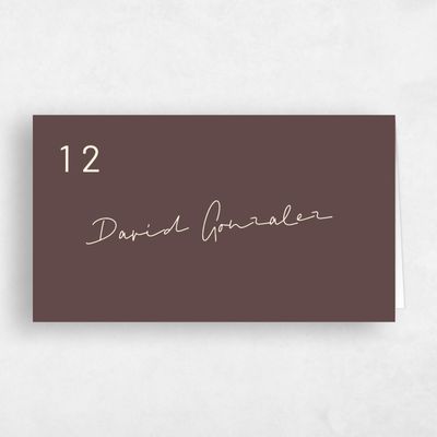 Chocolate, Brown Wedding Place Card - Garret
