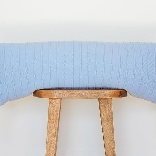 Lumi Living 100% Soft Cotton Raised Stripes Textured Rib Knit Lumbar Throw Pillow Cover with Tassels 14x36 (Blue)