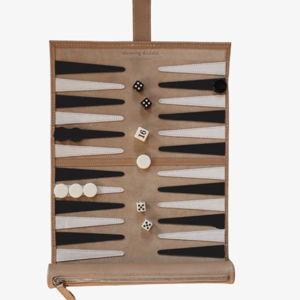 Handmade Leather Travel Backgammon Board - Black