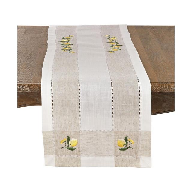 Saro Lifestyle Lemon Embroidery Hemstitch Runner