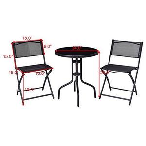 Giantex 3 Pcs Bistro Set Garden Backyard Table Folding Chairs Outdoor Patio Furniture