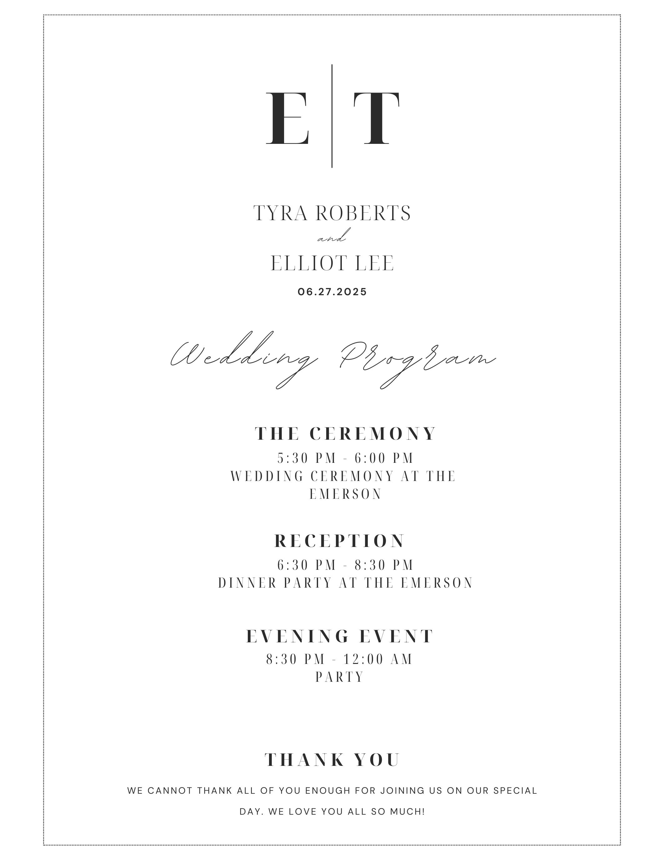 The Wedding Website of Tyra Roberts and Elliot Lee