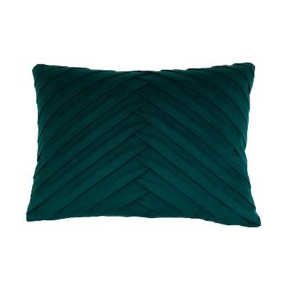 James Pleated Velvet Oversize Lumbar Throw Pillow Turquoise - Decor Therapy