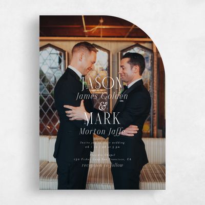 White Half arch Wedding Invitation - Melina Portrait