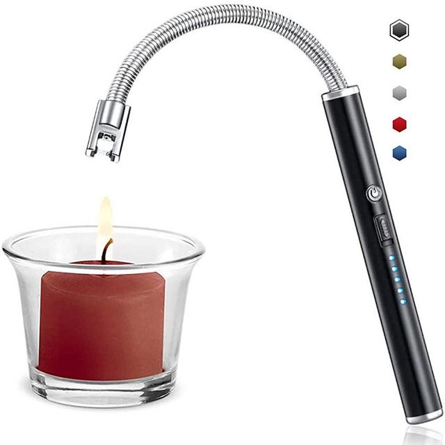 Candle Lighter, Upgraded USB Charging Arc Lighter with 360° Flexible Neck, Suitable Ignite Light Candles Gas Stoves Camping Cooking Barbecue Fireworks Flame, Elegant Black