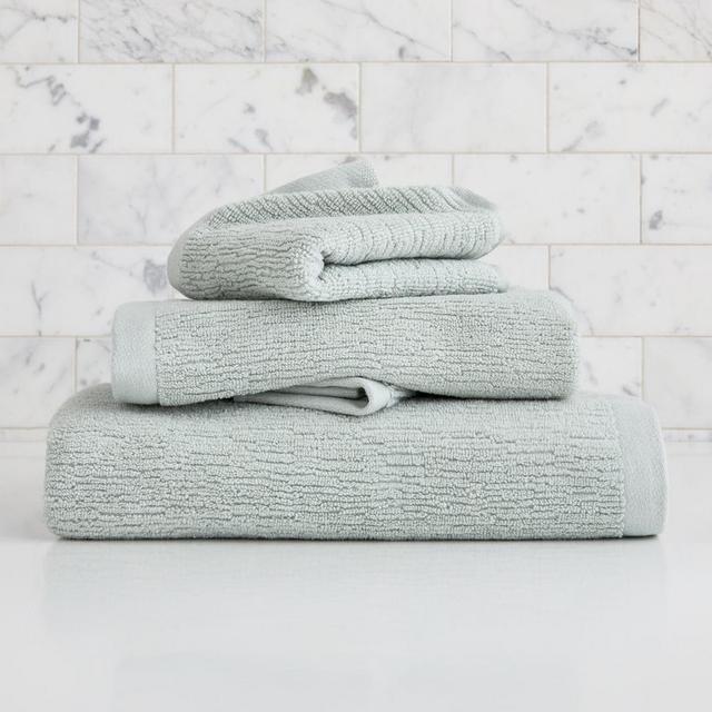 Organic Quick-Dry Textured Towel Set, Fresh Water Blue, Set of 3