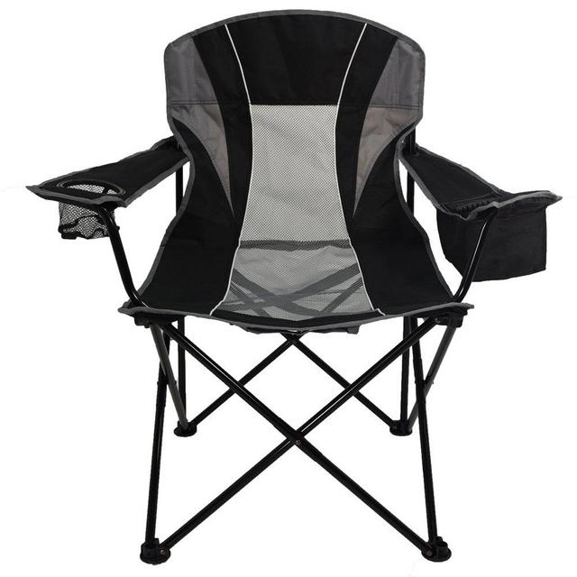 Ozark Trail Oversized Mesh Chair with Cooler, Black, Adult