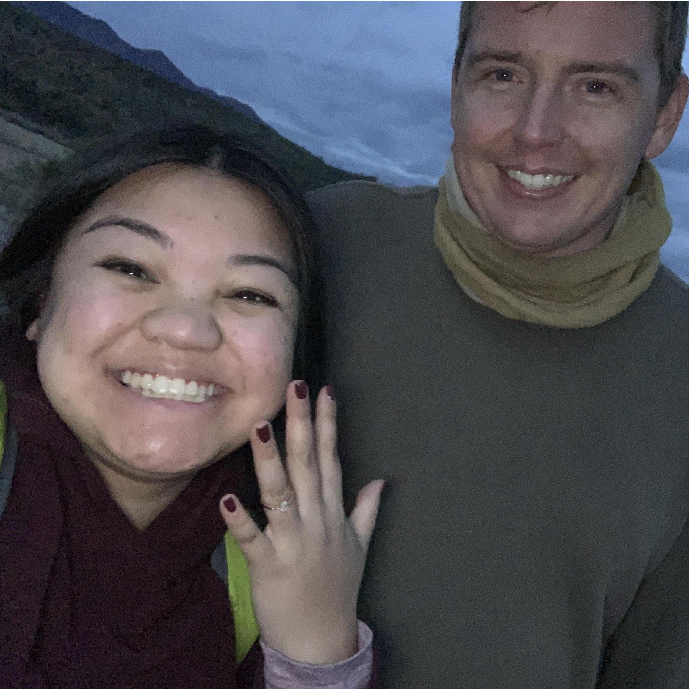 The first picture after we got engaged at Four Peaks on December 7, 2019!!!