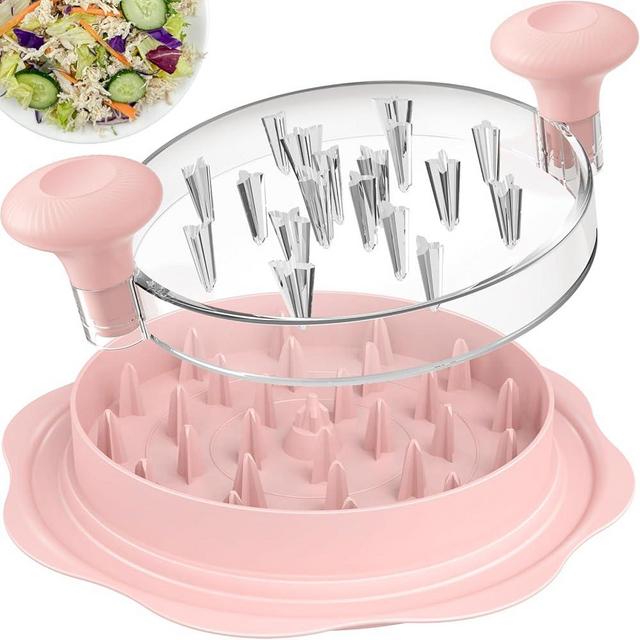 Ukeetap 10'' Pro Chicken Shredder Tool Twist Large for Kitchen, BPA-Free Food-Safe Meat Grinder, Visible Chicken Breast Meat Shredder with Strong Anti-Slip Bottom & Ergonomic Handle, Pink