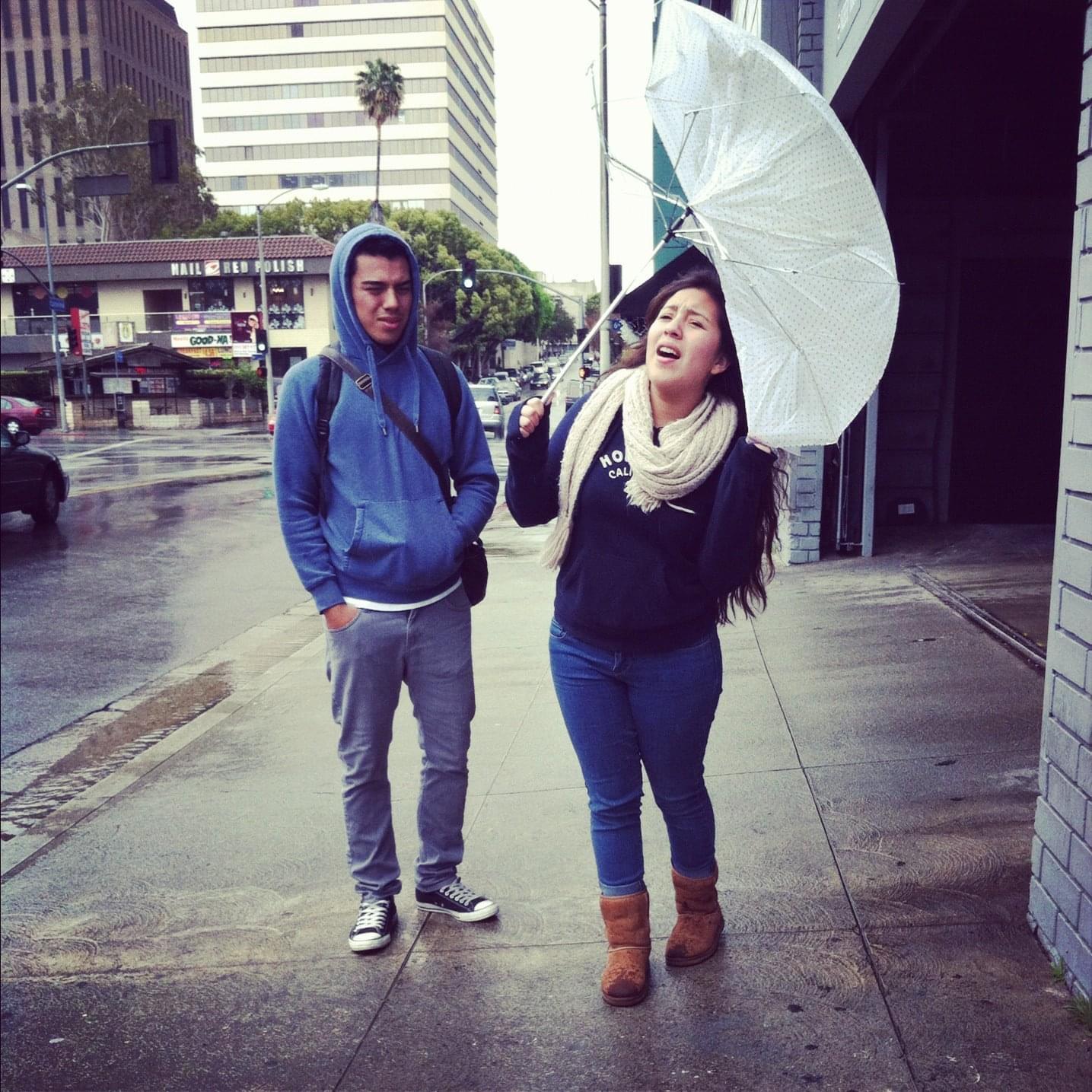 When he walked me home on a rainy day.