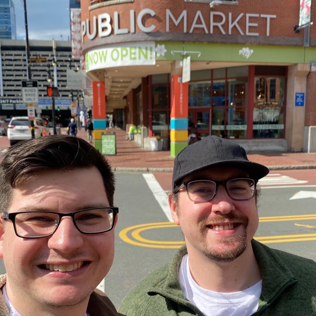 The brothers after signing the lease at Boston Public Market