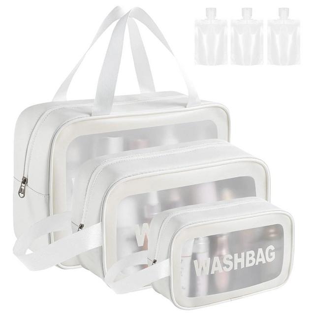 TOUYINGER Toiletry Bags for Traveling Women, Cosmetic Bag Makeup Bag Travel Bag Set for Toiletries, Translucent Waterproof Make Up Bag for Travel and Bathroom(3 Pcs-white)