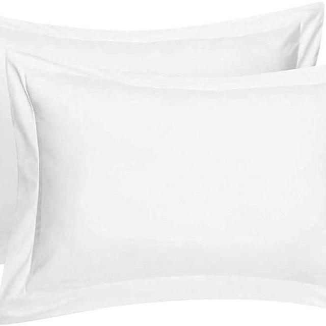 Saferay Green 100% Egyptian Cotton Luxurious Pillow Shams, Soft and Premium Quality, with Envelope Closure 20"x26" Set of 2-Piece Pillow Cover (White, Standard)