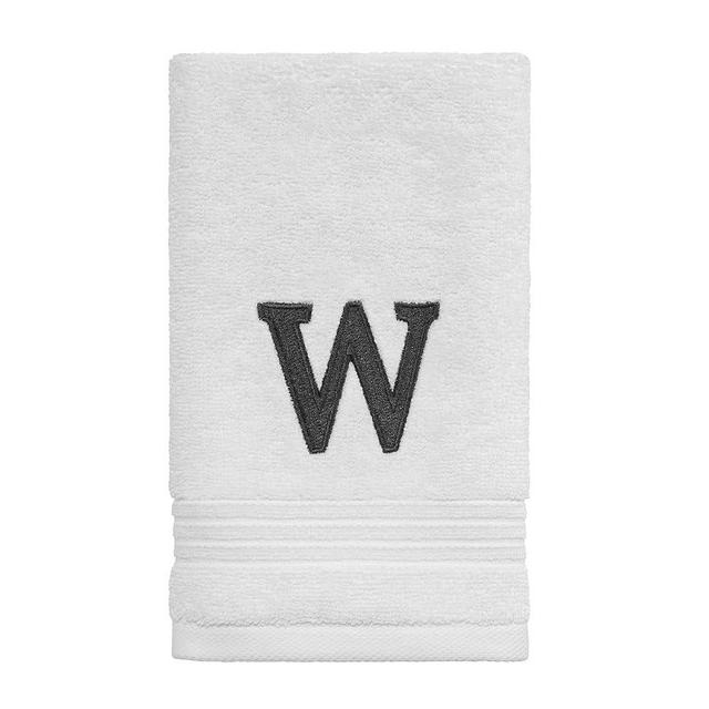 Avanti Linens - Monogram Embroidered Fingertip Towel, 100% Cotton, W, White/Gray