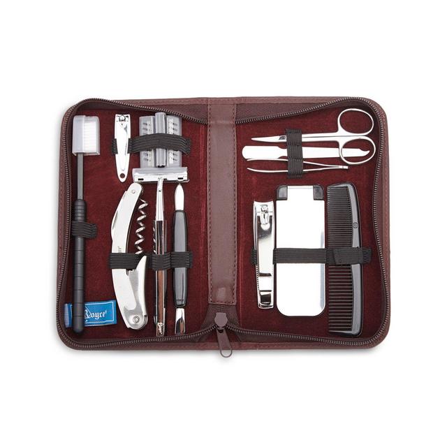 ROYCE New York Leather Travel & Grooming Toiletry Kit