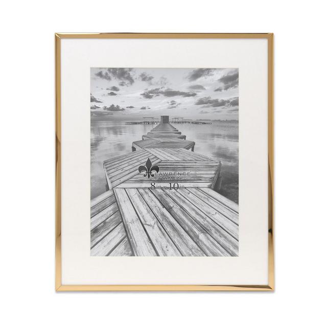 Elegant Metal Picture Frame with Bevel Cut Mat for Photo, 8" x 10"