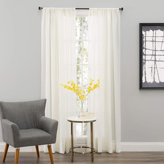 SmartSheer Thermoregulating Semi-Sheer Curtains – Energy-Saving Privacy Panels with UV Light Deflection, Heat & Cold Insulation (Ivory, 95L x 59W, Pack of 1)
