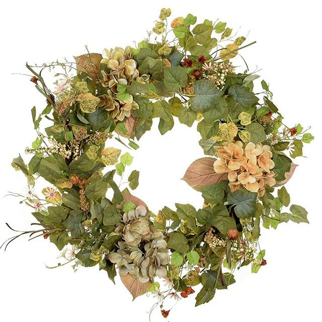 POETIC WREATH F3 Large 24 inch Green Wildflower Grapevine Wreath.Year Round Wreath.Spring Wreath.Summer Wreath.Front Door Wreath.Festival Wreath.Gifts Handmade Wreath.Rustic Wreath.Home Hanger